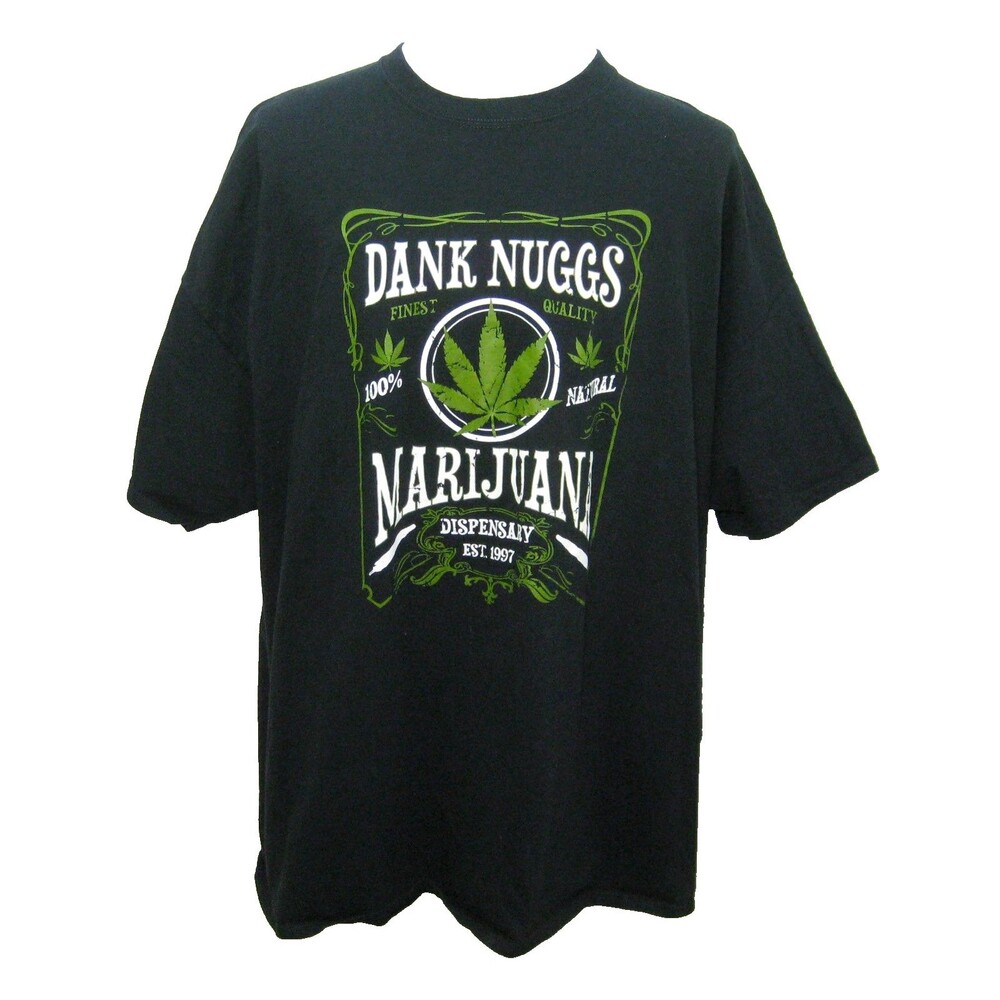 Cannabis Marijuana T-Shirt Mens Size 4XL Black Short Sleeve Pot Weed Graphic Top